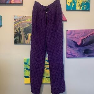 Dark purple pants with elastic waist
